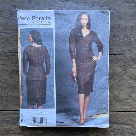 VOGUE PATTERN V1602 Paco Peralata Misses Top And Skirt UNCUT Size 14-22 - Picture 1 of 6